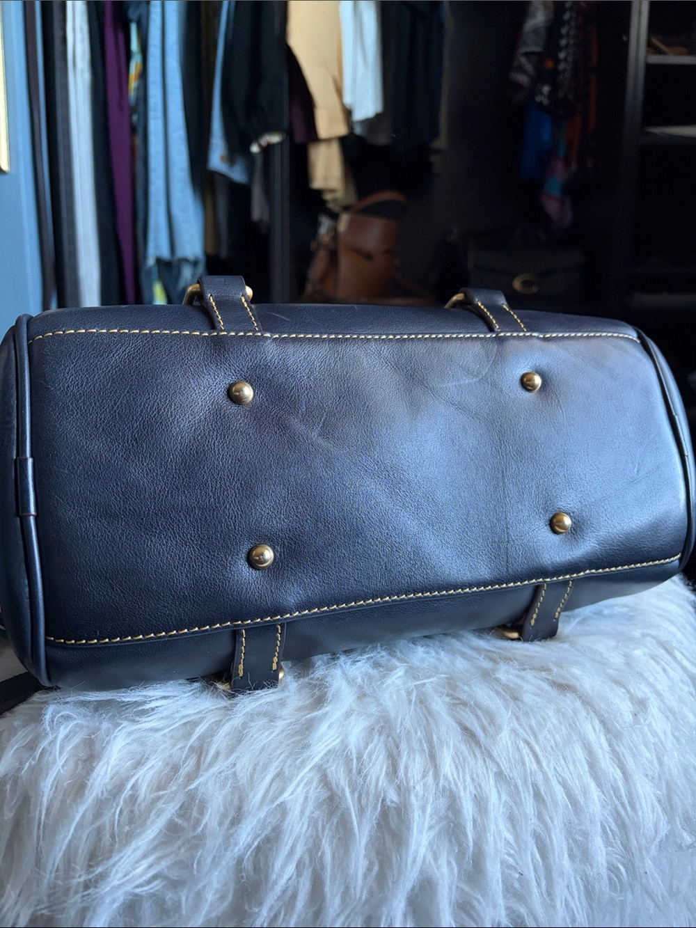 Dooney & Bourke Florentine Satchel- Navy - Picture 8 of 14